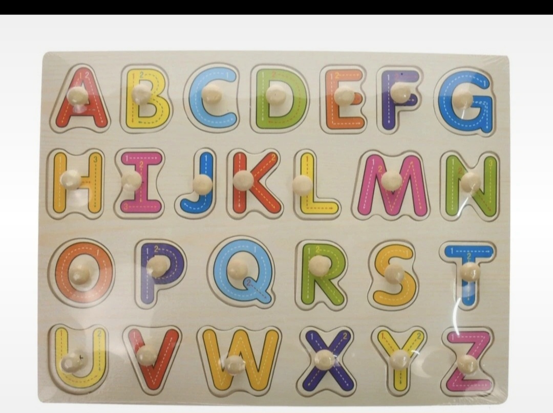 Incastru Alfabet educativ din lemn – 30 cm - imagine 3